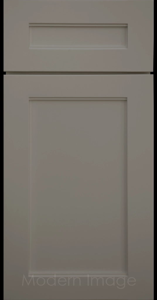 Destin shaker cabinet in Slate featuring ledge detail and vertical joints around a recessed center panel.